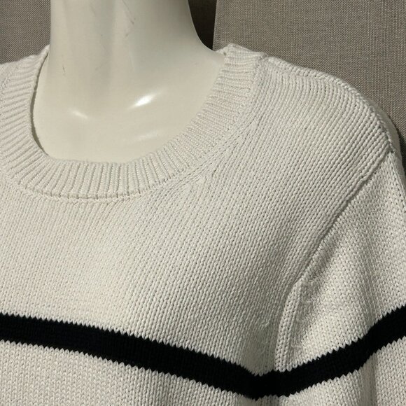 GAP 100% Cotton White with Black Stripe Sweater - Size Med to Large - Picture 3 of 11